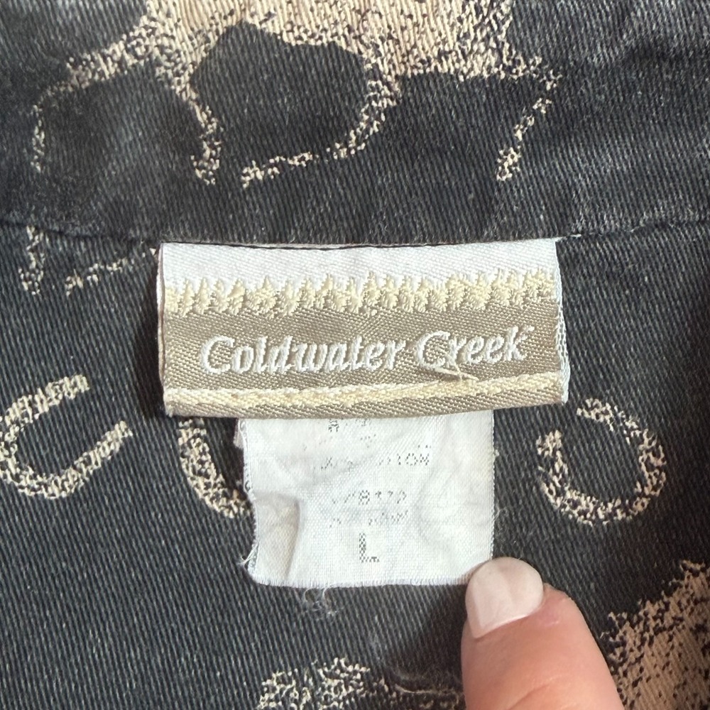 Vintage Coldwater Creek Womens L Black Horse Horseshoe Western Button Up Shirt - Picture 4 of 11